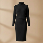 Women's high collar knitted sweater and skirt set Fashion Grand