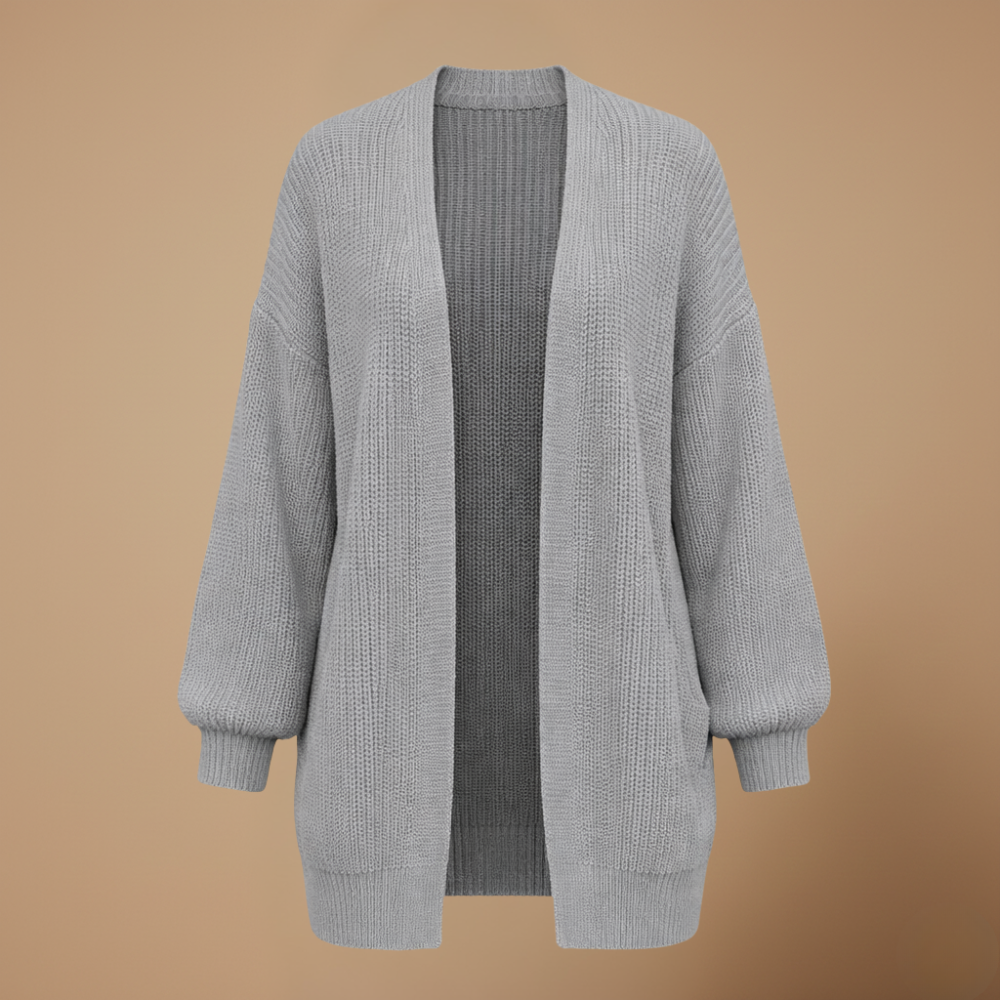 Women's chunky knit balloon sleeve open cardigan Fashion Grand