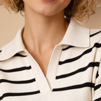 Women's Striped Polo Collar Knit Sweater Fashion Grand