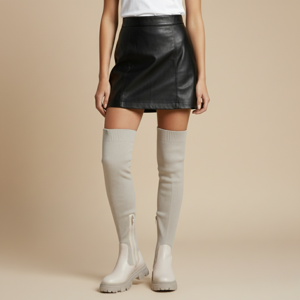 Women's knitted overknee boots