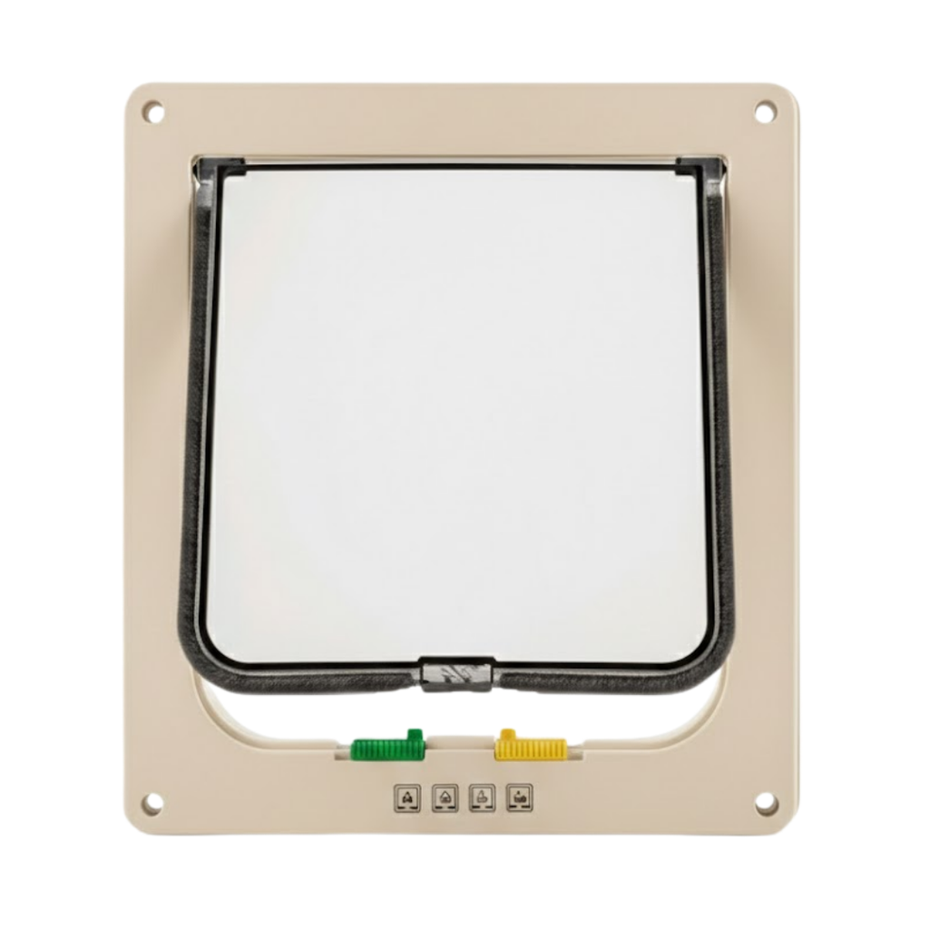 4 Way Locking Pet Door for Cats and Small Dogs with Swing Flap