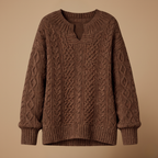 Women's oversized v-neck thick cable sweater Fashion Grand