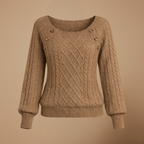 Women’s square collar buttoned long sleeve pullover jumper Fashion Grand