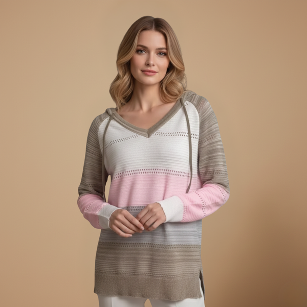 Women’s hooded long sleeve crochet pullover jumper Fashion Grand