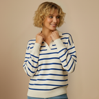 Women's Striped Polo Collar Knit Jumper Fashion Grand