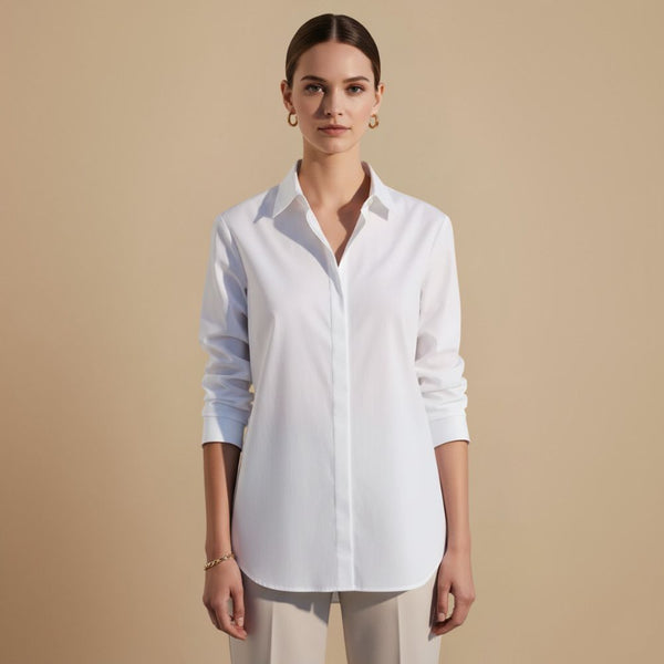 V-Neck Long Sleeve Button Blouse Fashion Grand