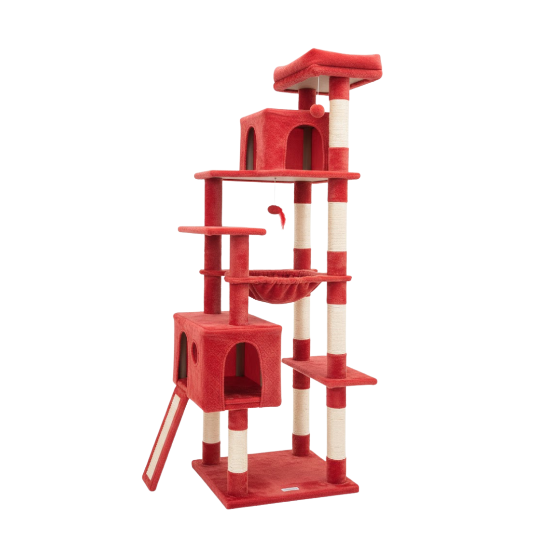 70-in Cat Tree Tower with Scratching Posts, Hammock, and Condo