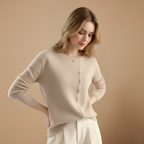 Women’s asymmetric buttoned design knitted jumper Fashion Grand