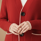 Women's knit cardigan button front layering fit Fashion Grand