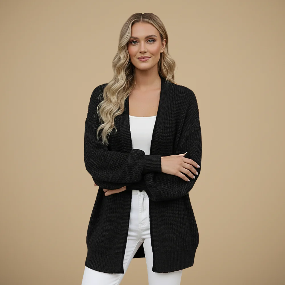 Women Chunky Knit Balloon Sleeve Open Cardigan Fashion Grand
