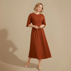 Women’s casual midi dress relaxed fit for summer daily wear Fashion Grand