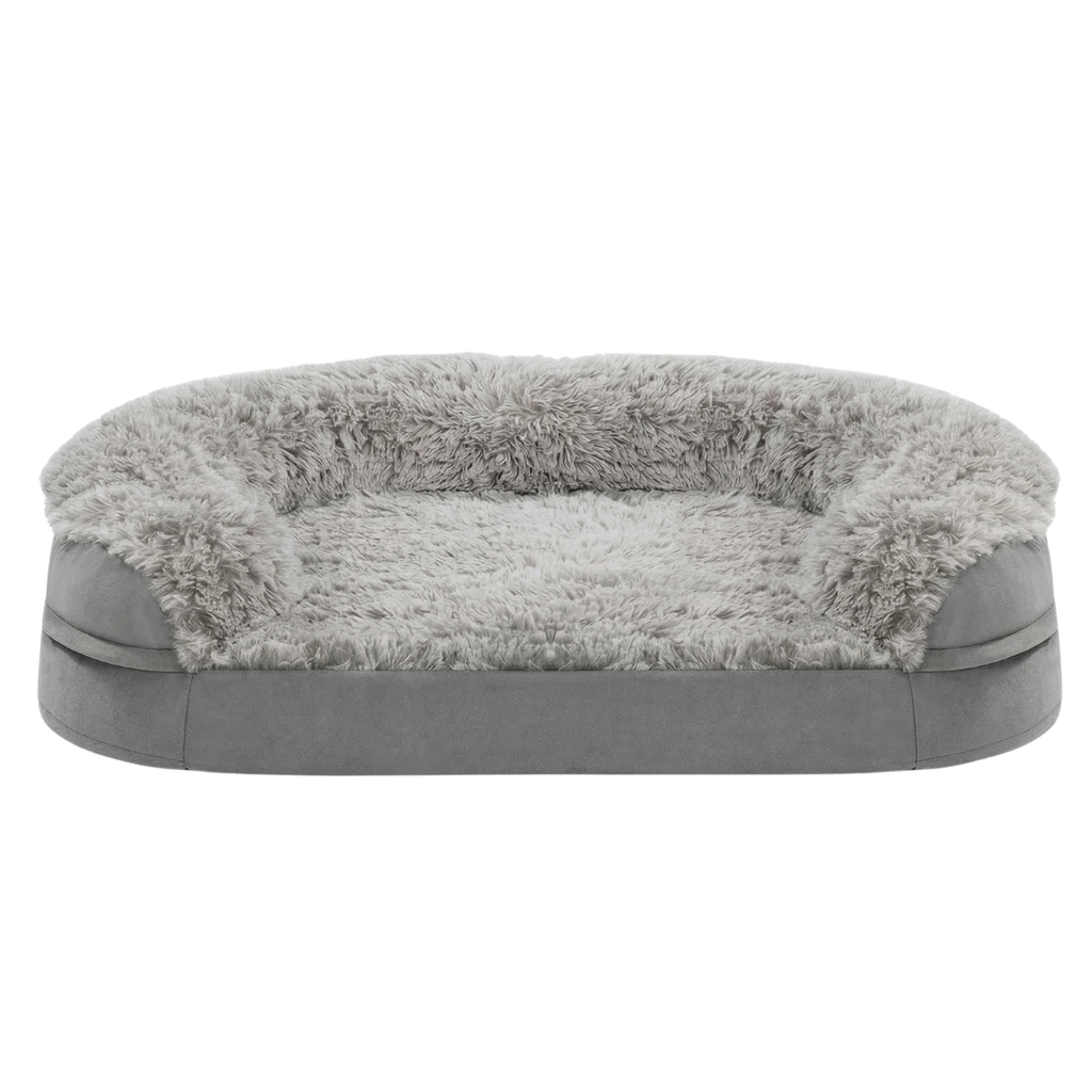 Memory Foam Pet Bed with Bolsters for Dogs and Cats, Washable Cover