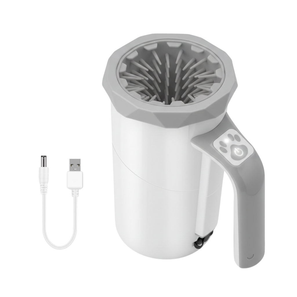Rechargeable Pet Paw Cleaner with Rotating Silicone Brush Cup