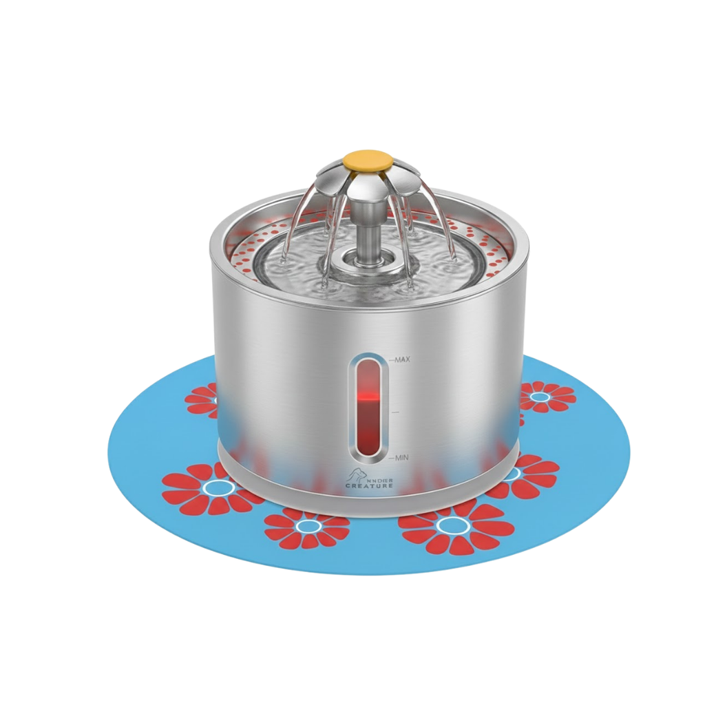 Stainless Steel Water Fountain 2.4L for Cats & Dogs with LED Light